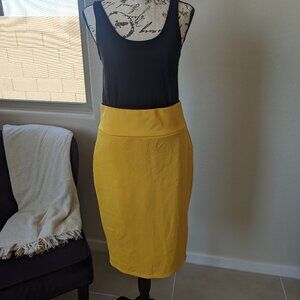 Yellow Pencil Skirt with a Gold Dual Head Zipper
